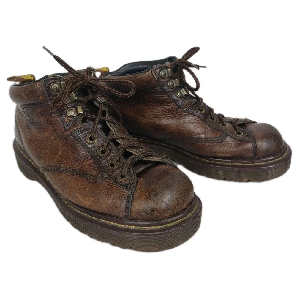 Vtg Dr. Martens 8287 Doc Chunky Grizzly Leather Combat Men's Boots US 8